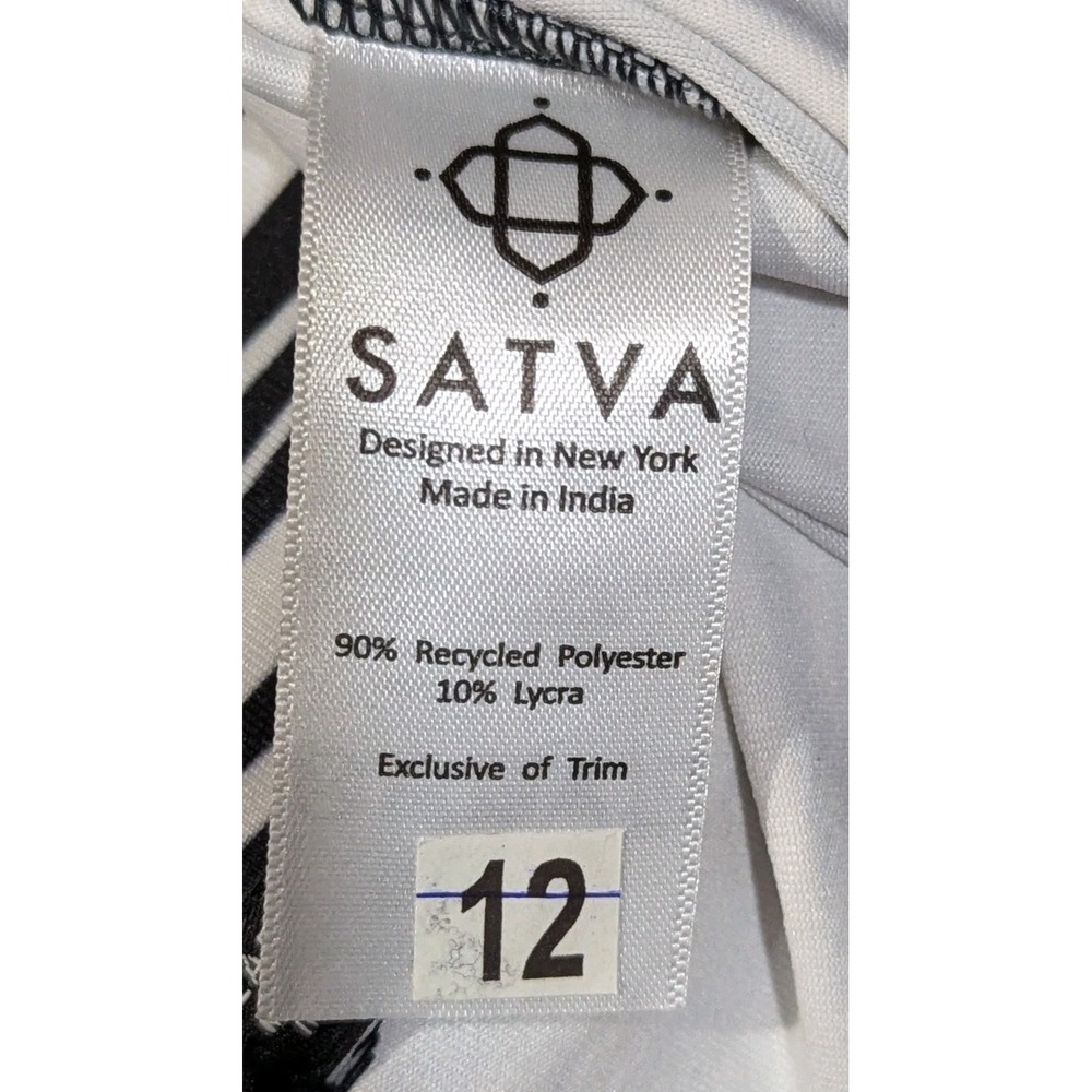 Satva Black & White Zebra Print Workout Compression Leggings Geometric Size L - Picture 9 of 10